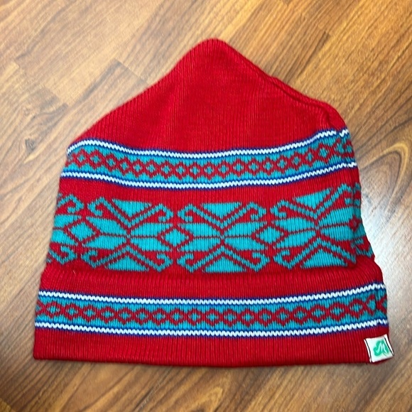 Stowe Vermont Moriarty Hand Knitted Ski Hat Wool Red **Flawed** - Picture 1 of 8